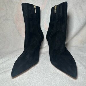 Ann Taylor Elegant Black Suede Leather Pointed Toe Heeled Boots Size 7.5
